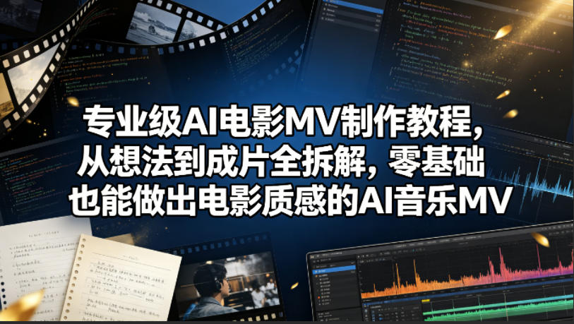 专业级AI电影MV制作教程，从想法到成片全拆解，零基础也能做出电影质感的AI音乐MV-研习库