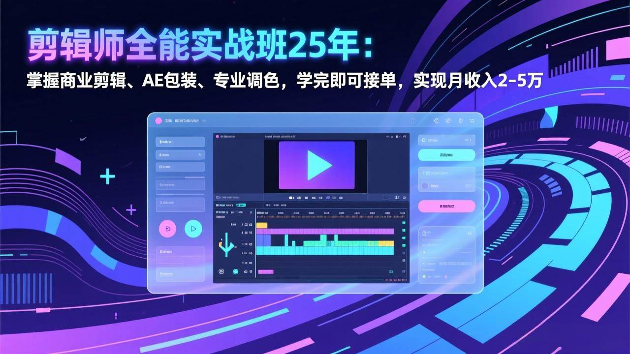 (17294期)剪辑师全能实战班25年:掌握商业剪辑、AE包装、专业调色,学完即可接单,实现月收入2-5万-研习库