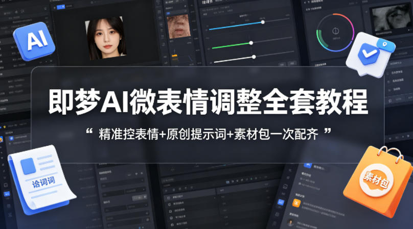 即梦AI微表情调整全套教程,精准控表情+原创提示词+素材包一次配齐-研习库