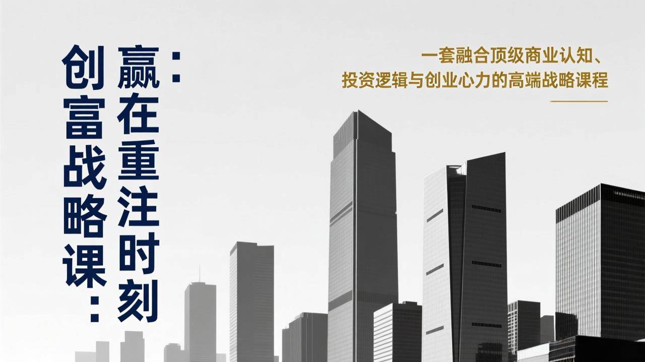（17337期）《创富战略课：赢在重注时刻》一套融合顶级商业认知、投资逻辑与创业心力的高端战略课程-研习库