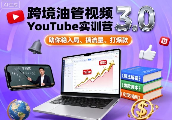 跨境油管视频YouTube实训营3.0,助你稳入局、搞流量、打爆款-研习库