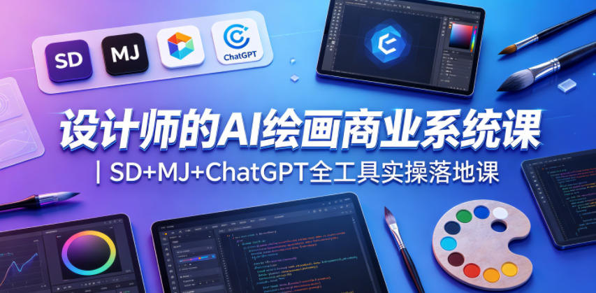 设计师的AI绘画商业系统课｜SD+MJ+ChatGPT全工具实操落地课-研习库