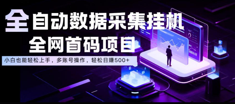 全自动数据采集挂G,全网首码项目,简单易操作,小白也能轻松上手,多账号操作,轻松日入500+【揭秘】-研习库
