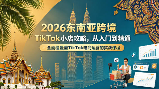 2026东南亚跨境TikTok小店攻略，从入门到精通、全面覆盖TikTok电商运营的实战课程（更新4月）-研习库