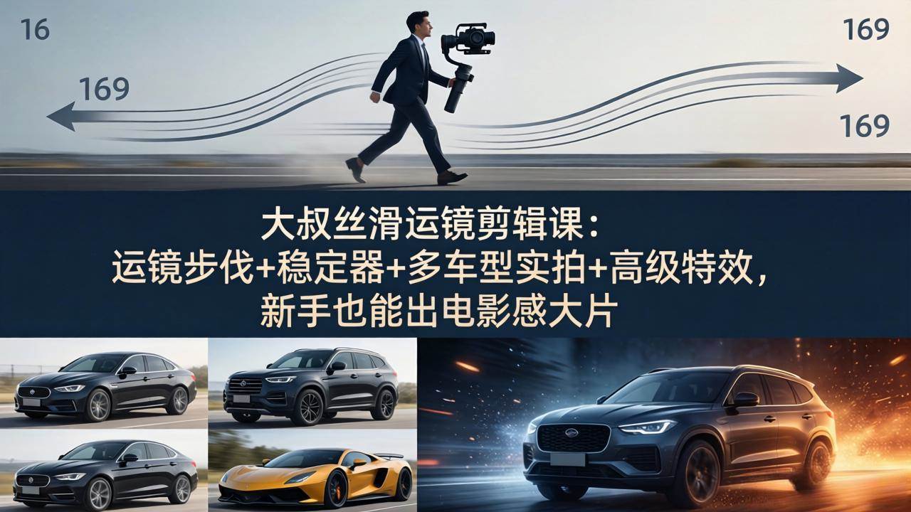 (18004期)大叔丝滑运镜剪辑课:运镜步伐+稳定器+多车型实拍+高级特效,新手也能出电影感大片-研习库