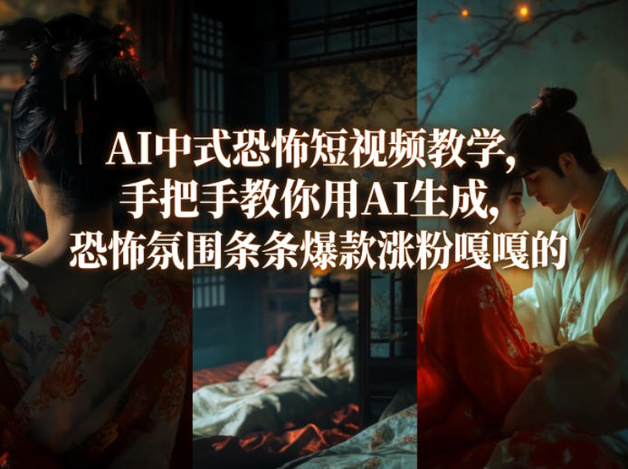 AI中式恐怖短视频教学，手把手教你用AI生成，恐怖氛围条条爆款涨粉嘎嘎的-研习库