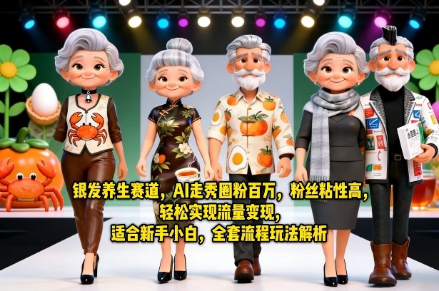银发养生赛道，AI走秀圈粉百万，粉丝粘性高，轻松实现流量变现，适合新手小白，全套流程玩法解析-研习库