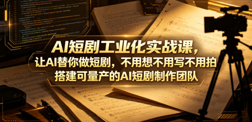 AI短剧工业化实战课,让AI替你做短剧,不用想不用写不用拍,搭建可量产的AI短剧制作团队-研习库