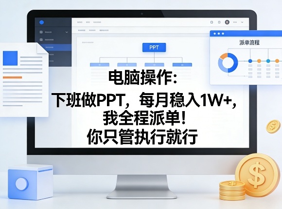 电脑操作:下班做PPT,每月稳入1W+,我全程派单!你只管执行就行【揭秘】-研习库