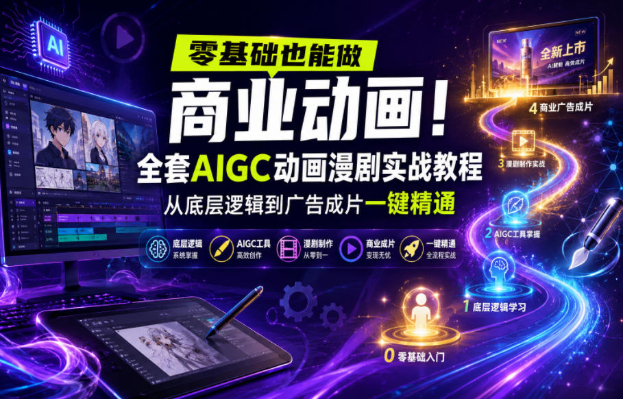 零基础也能做商业动画!全套AIGC动画漫剧实战教程,从底层逻辑到广告成片一键精通(更新0715)-研习库
