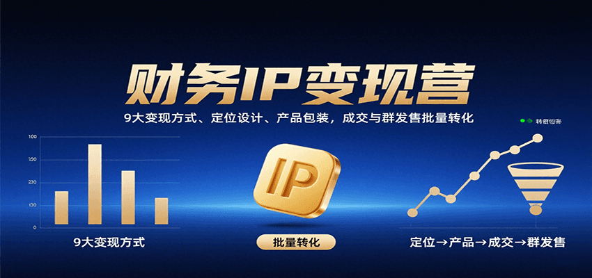 财务IP变现营:9大变现方式、定位设计、产品包装,成交与群发售批量转化-研习库