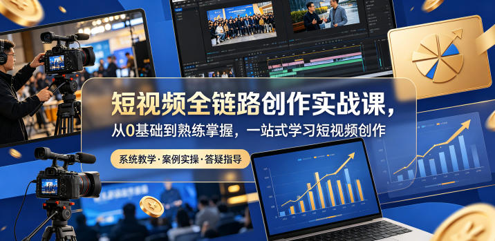 短视频全链路创作实战课，从0基础到熟练掌握，一站式学习短视频创作-研习库