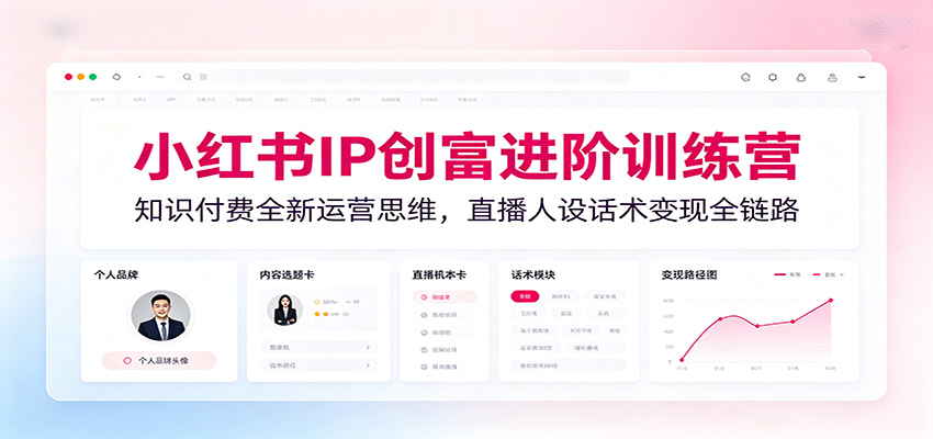 小红书IP创富进阶训练营：知识付费全新运营思维，直播人设话术变现全链路-研习库