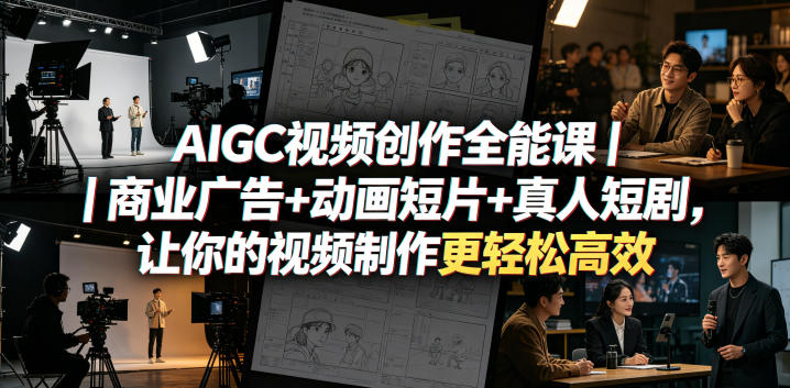 AIGC视频创作全能课｜商业广告+动画短片+真人短剧，让你的视频制作更轻松高效-研习库