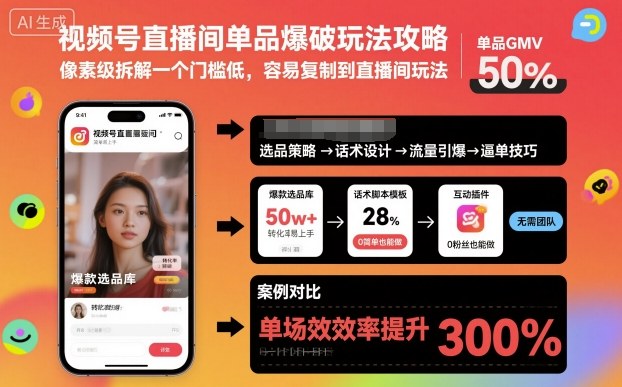 视频号直播间单品爆破玩法攻略，像素级拆解一个门槛低，容易复制到直播间玩法-研习库