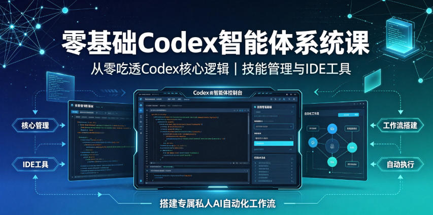 零基础Codex智能体系统课｜从零吃透Codex核心逻辑、技能管理与IDE工具，搭建专属私人AI自动化工作流-研习库