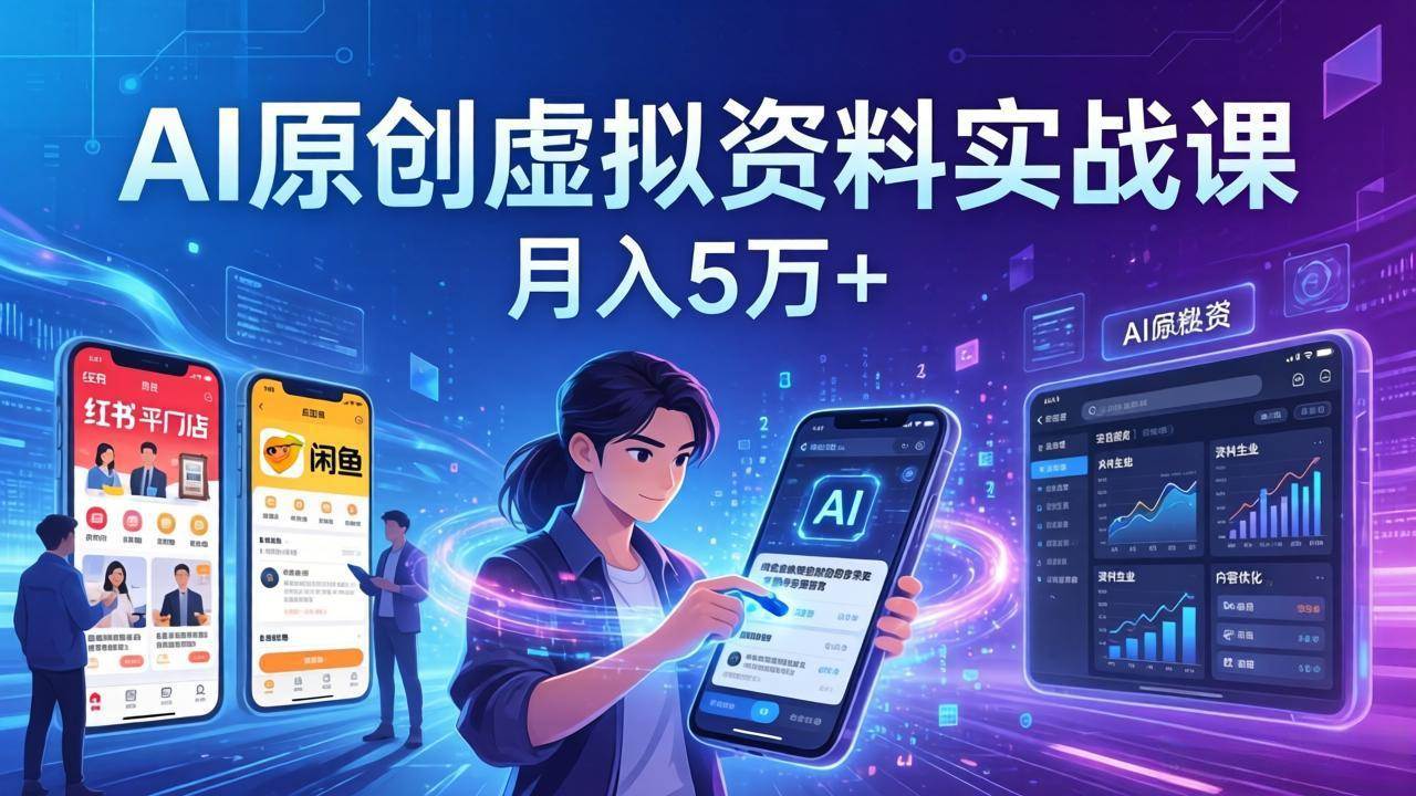 （17657期）AI原创虚拟资料实战课：2026新机会，小红书闲鱼开店，普通人用AI轻松变现，月入5万+-研习库