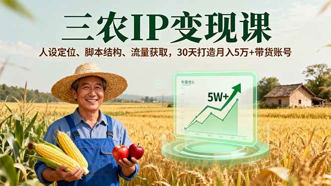 图片[1]-（16044期）三农IP变现课，人设定位、脚本结构、流量获取，30天打造月入5万+带货账号-研习库