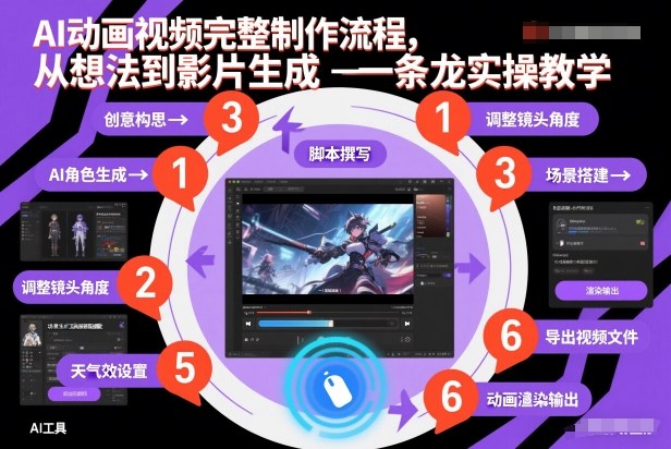 AI动画视频完整制作流程,从想法到影片生成一条龙实操教学-研习库