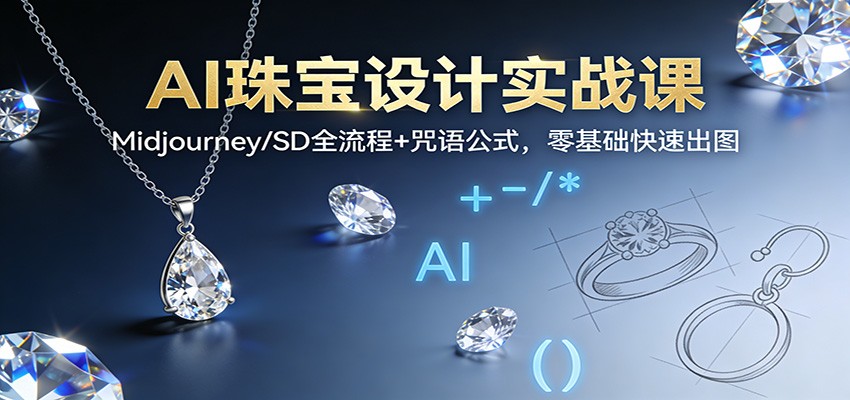 AI珠宝设计实战课:Midjourney/SD全流程+咒语公式,零基础快速出图-研习库