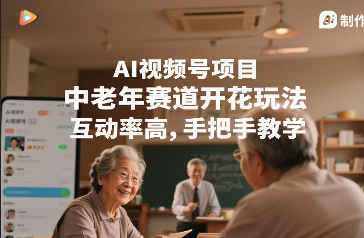 AI视频号项目，中老年赛道开花玩法，互动率高，手把手教学-研习库
