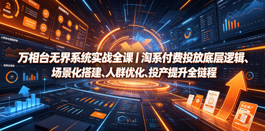 万相台无界系统实战全课|淘系付费投放底层逻辑、场景化搭建、人群优化、投产提升全链路运营教程-研习库
