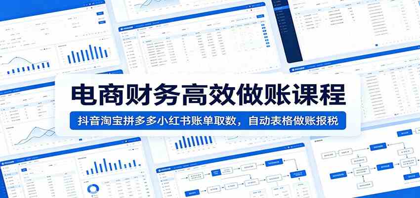 电商财务高效做账课程：抖音淘宝拼多多小红书账单取数，自动表格做账报税-研习库