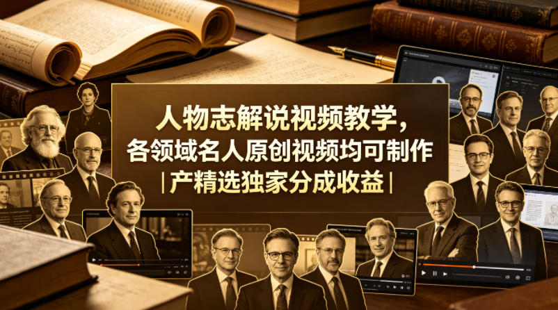 人物志解说视频教学，各领域名人原创视频均可制作丨精选独家分成收益-研习库