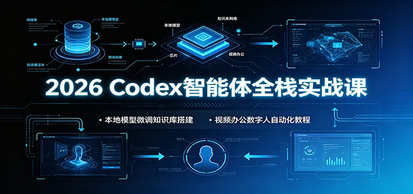 2026 Codex智能体全栈实战课:本地模型微调知识库搭建,视频办公数字人自动化教程-研习库