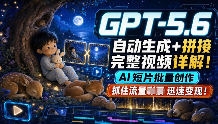 GPT-5.6自动生成+拼接完整视频详解,AI短片批量创作,抓住流量迅速变现!-研习库