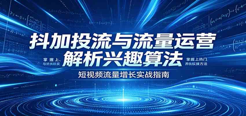 抖加投流与流量运营:解析兴趣算法,掌握上热门、养铁粉实操方法-研习库