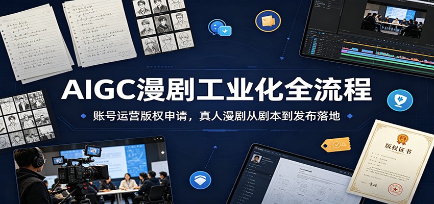 AIGC漫剧工业化全流程:账号运营版权申请,真人漫剧从剧本到发布落地-研习库