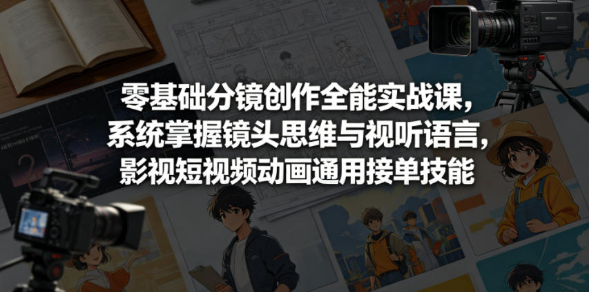 零基础分镜创作全能实战课，系统掌握镜头思维与视听语言，影视短视频动画通用接单技能-研习库