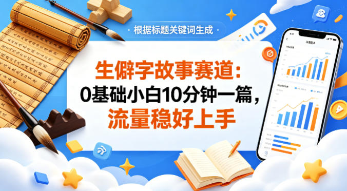 公众号流量主——生僻字故事赛道，流量稳，好上手，0基础小白也能10分钟一篇-研习库