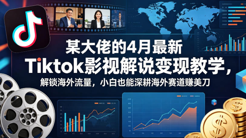 某大佬的4月最新Tiktok影视解说变现教学，解锁海外流量，小白也能深耕海外赛道賺美刀-研习库