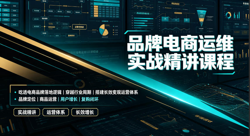 品牌电商运维实战精讲课程|吃透电商品牌落地逻辑、穿越行业周期、搭建长效变现运营体系-研习库