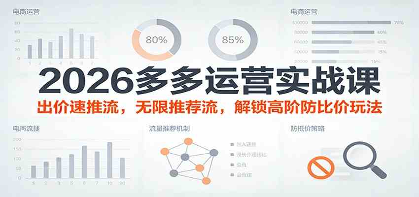 2026多多运营实战课：出价速推流，无限推荐流，解锁高阶防比价玩法（更新）-研习库