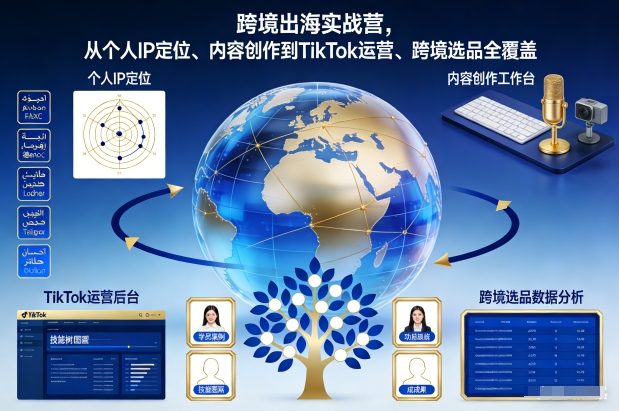 跨境出海实战营，从个人IP定位、内容创作到TikTok运营、跨境选品全覆盖-研习库