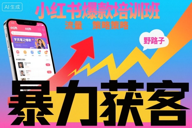 小红书爆款培训班,小红书获客野路子流量打法,暴力持续获客 小红书爆款培训班,小红书获客野路子流量打法,暴力持续获客