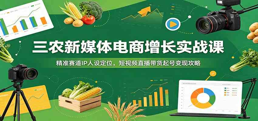 三农新媒体电商增长实战课：精准赛道IP人设定位，短视频直播带货起号变现攻略-研习库