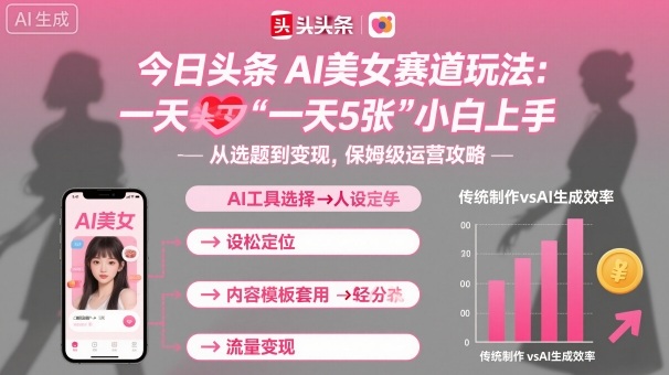 今日头条AI美女赛道玩法,一天轻松5张,小白轻松上手-研习库