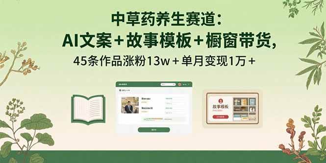 图片[1]-（15925期）中草药养生赛道：AI文案+故事模板+橱带货，45条作品涨粉13w+单月变现1万+-研习库