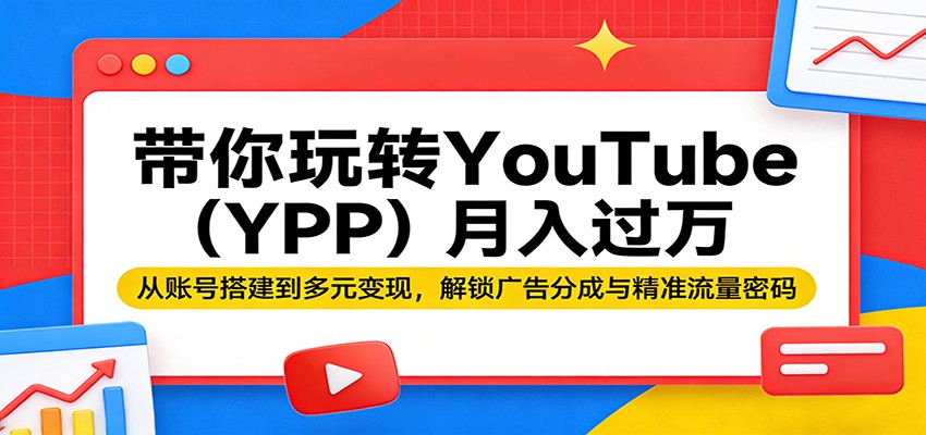 带你玩转YouTube（YPP）月入过万：从账号搭建到多元变现，解锁广告分成与精准流量密码-研习库