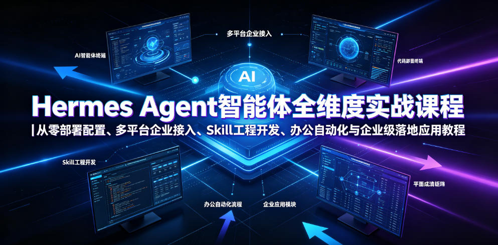 Hermes Agent智能体全维度实战课程｜从零部署配置、多平台企业接入、Skill工程开发、办公自动化与企业级落地应用教程-研习库