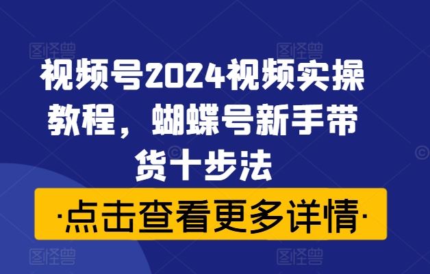 视频号2024视频实操教程，蝴蝶号新手带货十步法-研习库