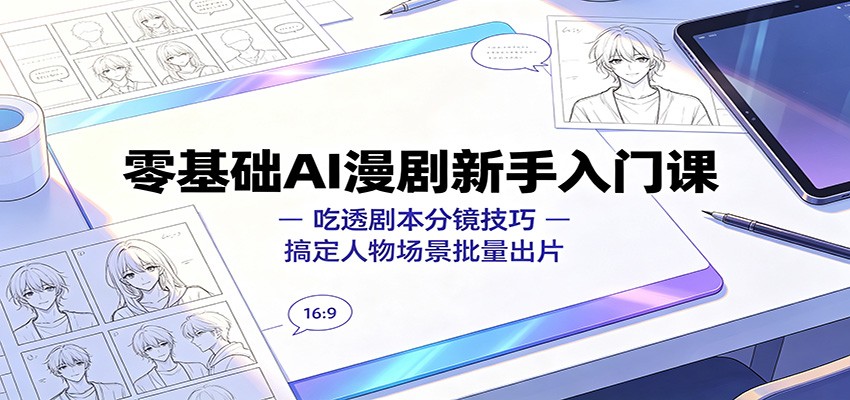 零基础AI漫剧新手入门课:吃透剧本分镜技巧,搞定人物场景批量出片-研习库