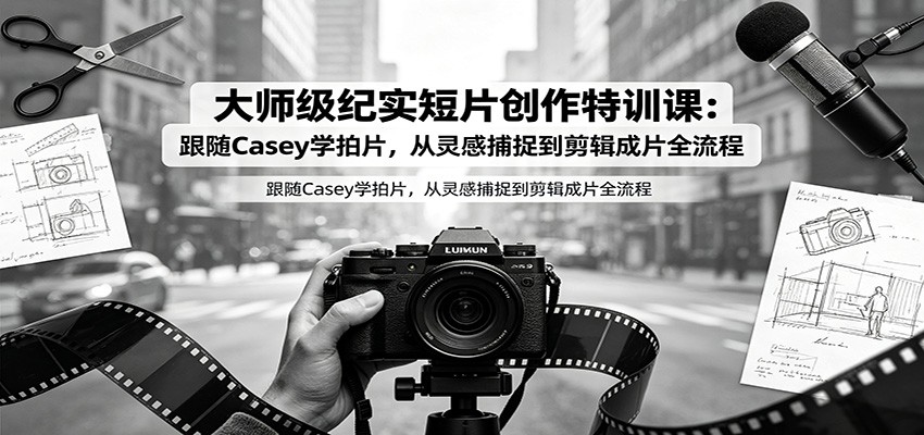 大师级纪实短片创作特训课:跟随Casey学拍片,从灵感捕捉到剪辑成片全流程-研习库