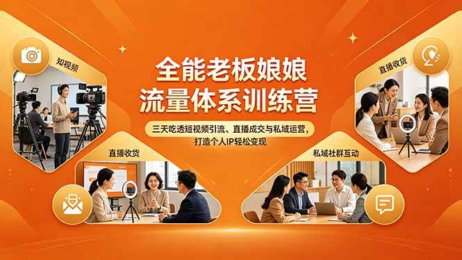 （18187期）全能老板娘流量体系训练营，三天吃透短视频引流、直播成交与私域运营，打造个人IP轻松变现-研习库