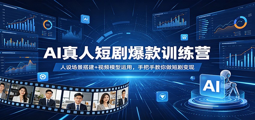 AI真人短剧爆款训练营：人设场景搭建+视频模型运用，手把手教你做短剧变现