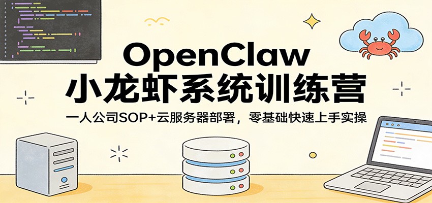 OpenClaw小龙虾系统训练营：一人公司SOP，云服务器部署，零基础快速上手实操-研习库